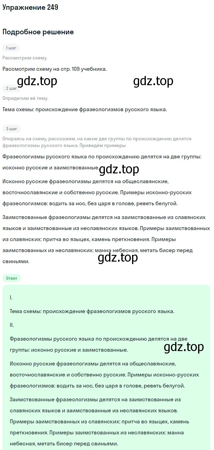 Решение 2. ноомер 249 (страница 109) гдз по русскому языку 6 класс Рыбченкова, Александрова, учебник 1 часть
