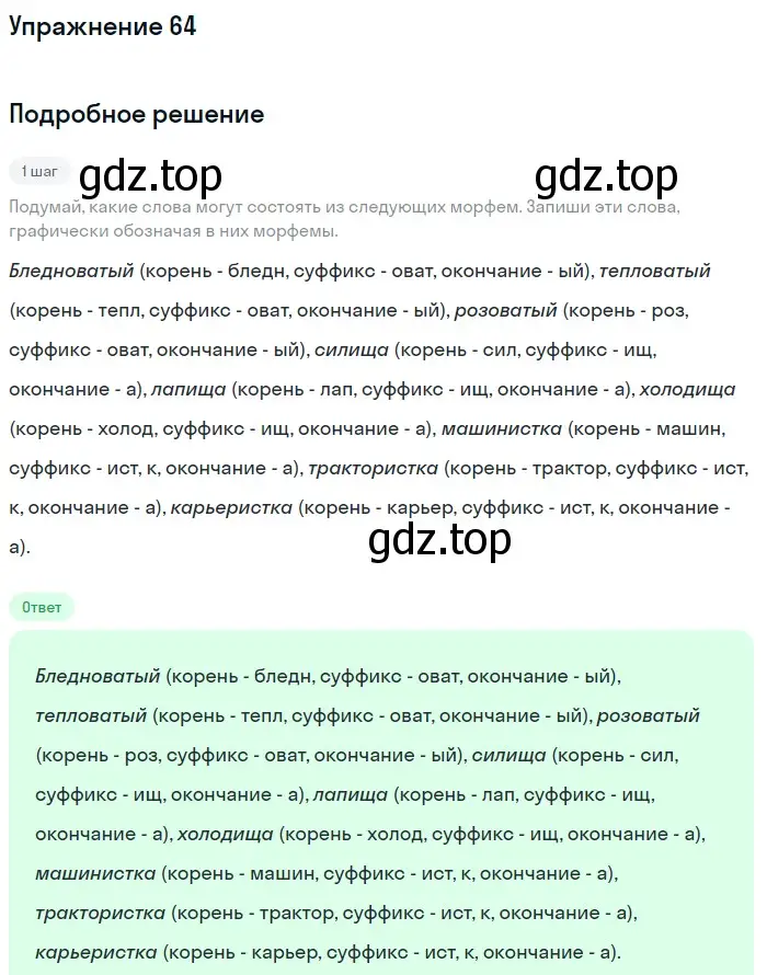 Решение 2. ноомер 64 (страница 35) гдз по русскому языку 6 класс Рыбченкова, Александрова, учебник 1 часть