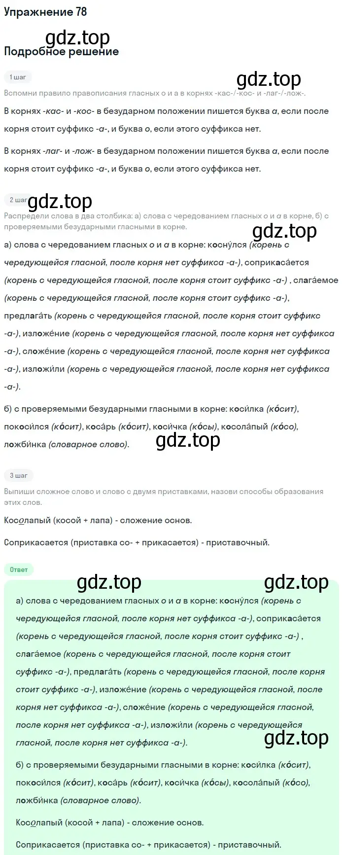 Решение 2. ноомер 78 (страница 41) гдз по русскому языку 6 класс Рыбченкова, Александрова, учебник 1 часть