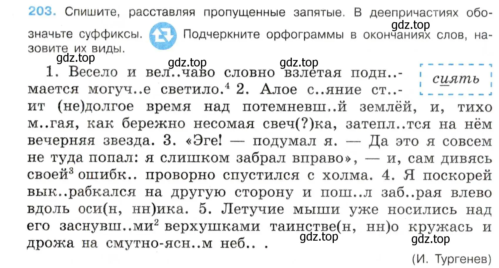 Условие номер 203 (страница 108) гдз по русскому языку 7 класс Баранов, Ладыженская, учебник 1 часть
