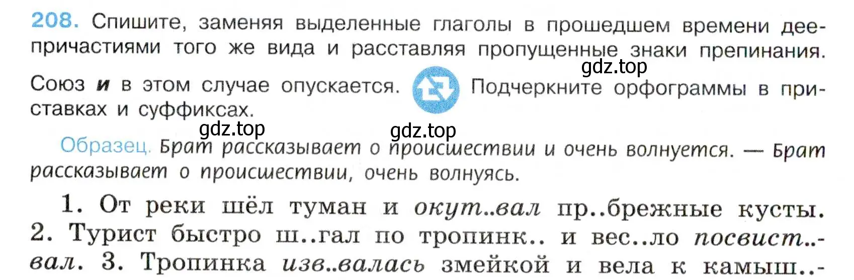 Условие номер 208 (страница 110) гдз по русскому языку 7 класс Баранов, Ладыженская, учебник 1 часть