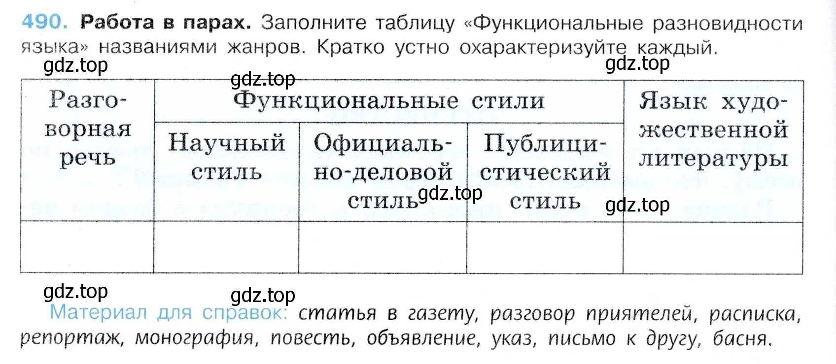 Условие номер 490 (страница 100) гдз по русскому языку 7 класс Баранов, Ладыженская, учебник 2 часть