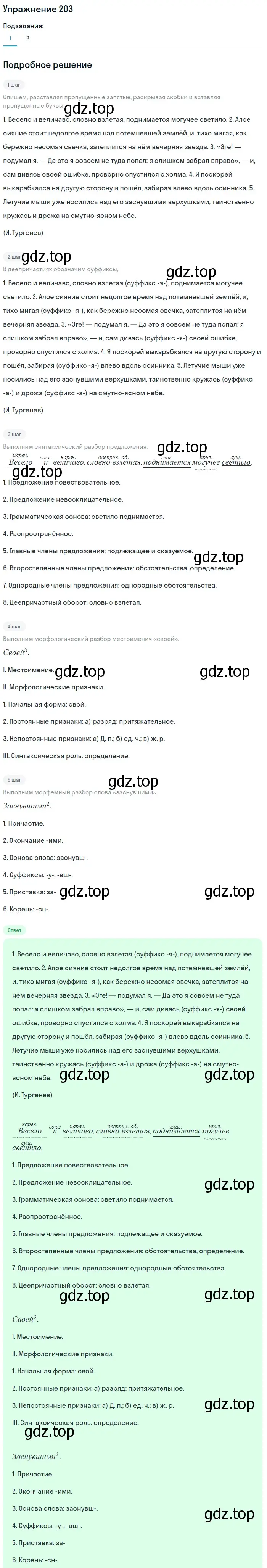 Решение номер 203 (страница 108) гдз по русскому языку 7 класс Баранов, Ладыженская, учебник 1 часть