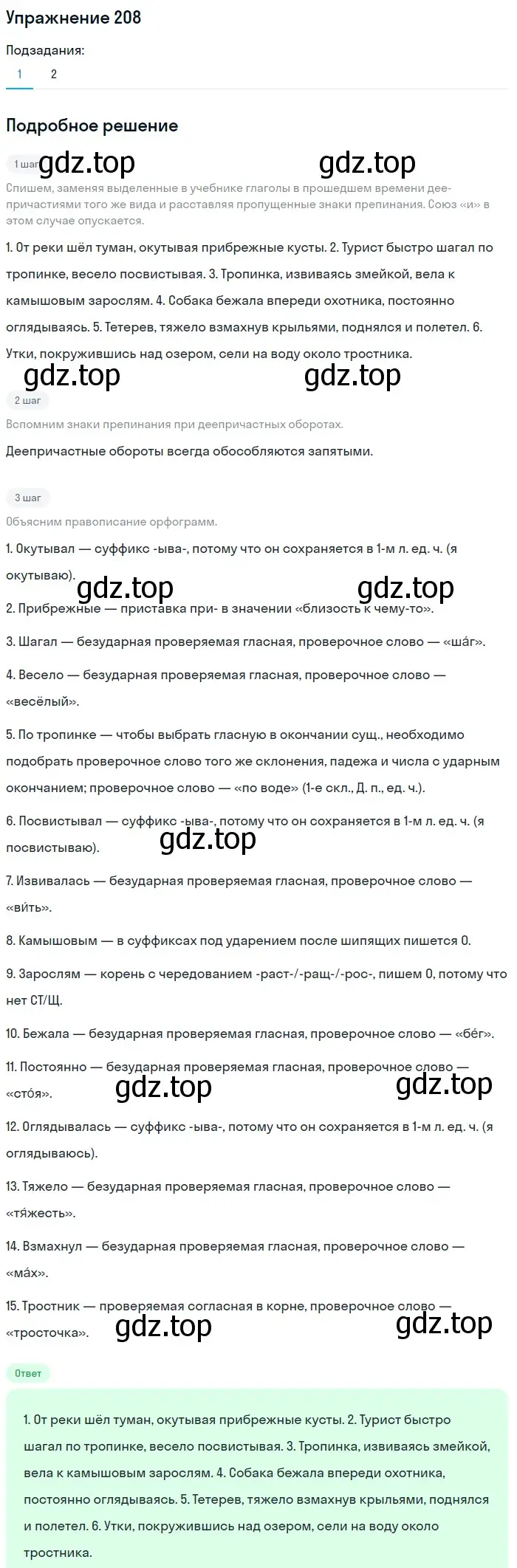 Решение номер 208 (страница 110) гдз по русскому языку 7 класс Баранов, Ладыженская, учебник 1 часть