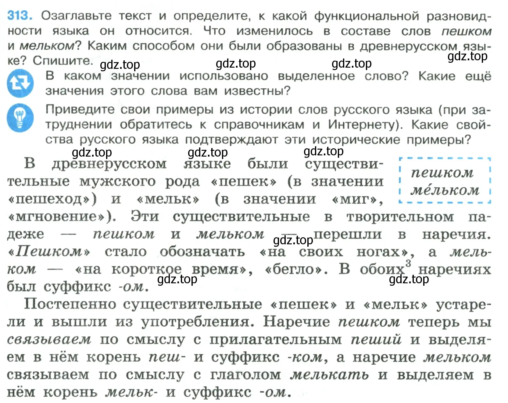 Условие номер 313 (страница 183) гдз по русскому языку 7 класс Ладыженская, Баранов, учебник 1 часть