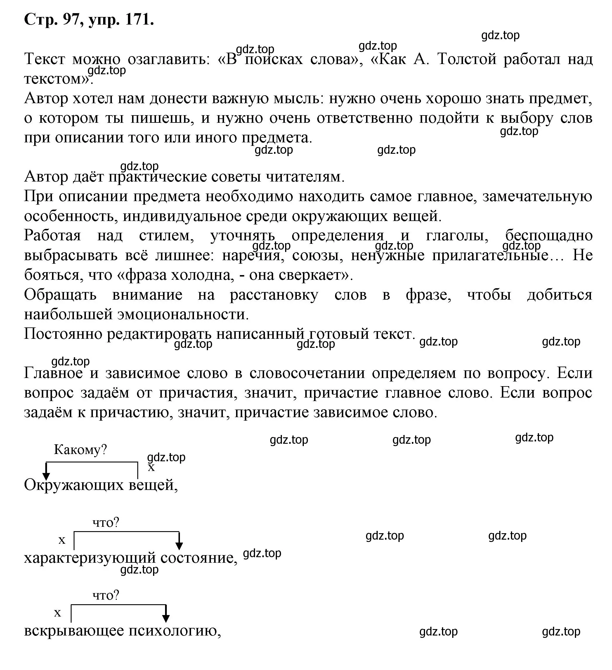 Решение номер 171 (страница 97) гдз по русскому языку 7 класс Ладыженская, Баранов, учебник 1 часть