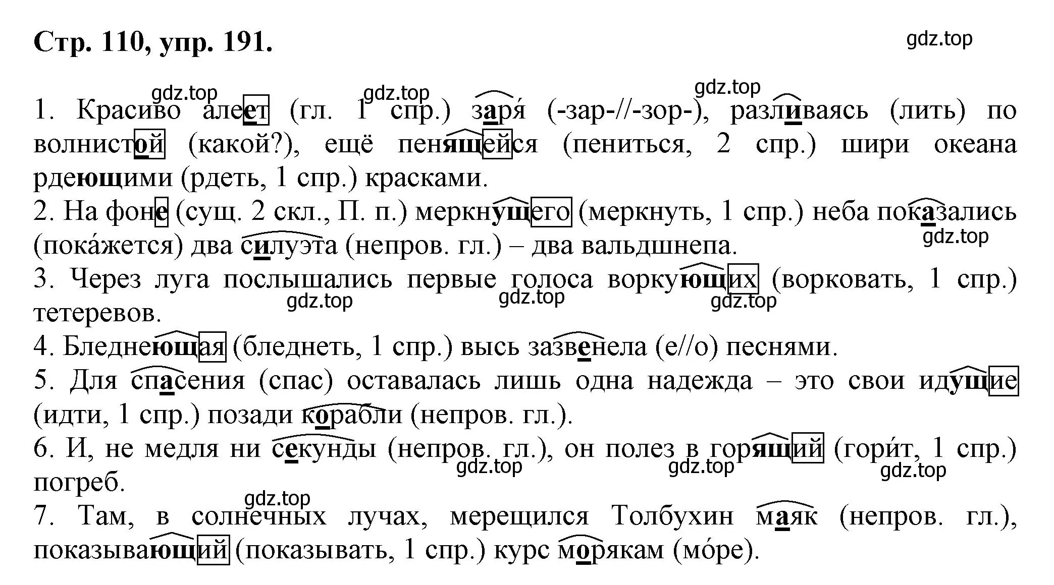 Решение номер 191 (страница 110) гдз по русскому языку 7 класс Ладыженская, Баранов, учебник 1 часть