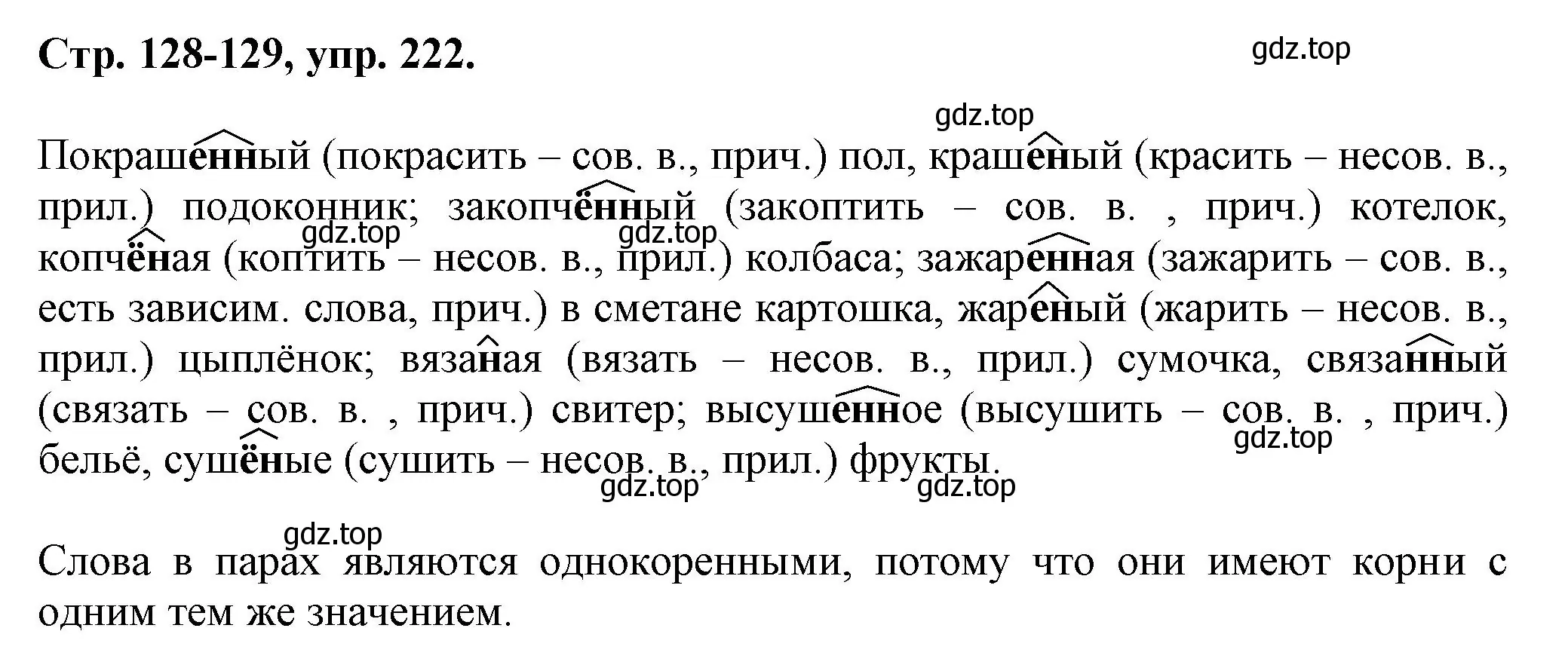 Решение номер 222 (страница 128) гдз по русскому языку 7 класс Ладыженская, Баранов, учебник 1 часть