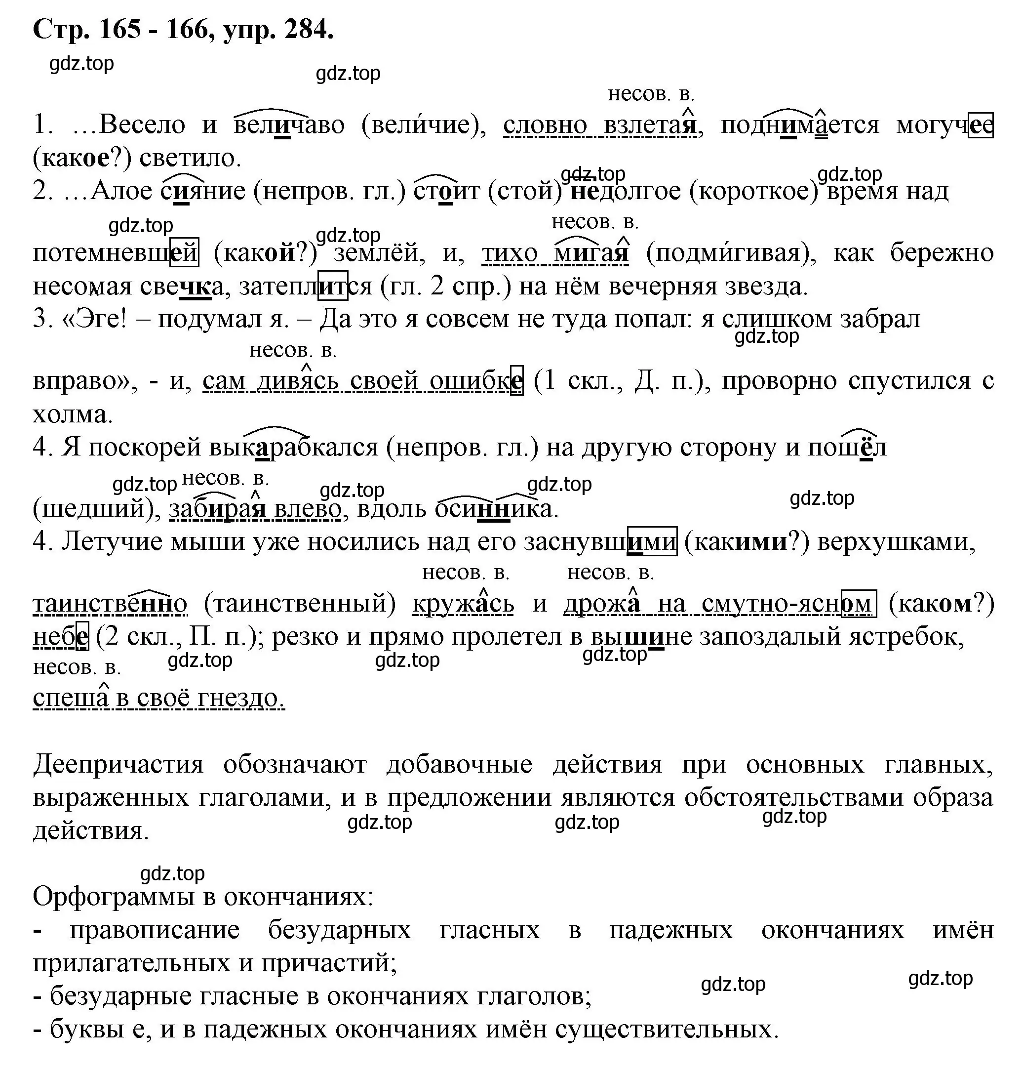 Решение номер 284 (страница 165) гдз по русскому языку 7 класс Ладыженская, Баранов, учебник 1 часть