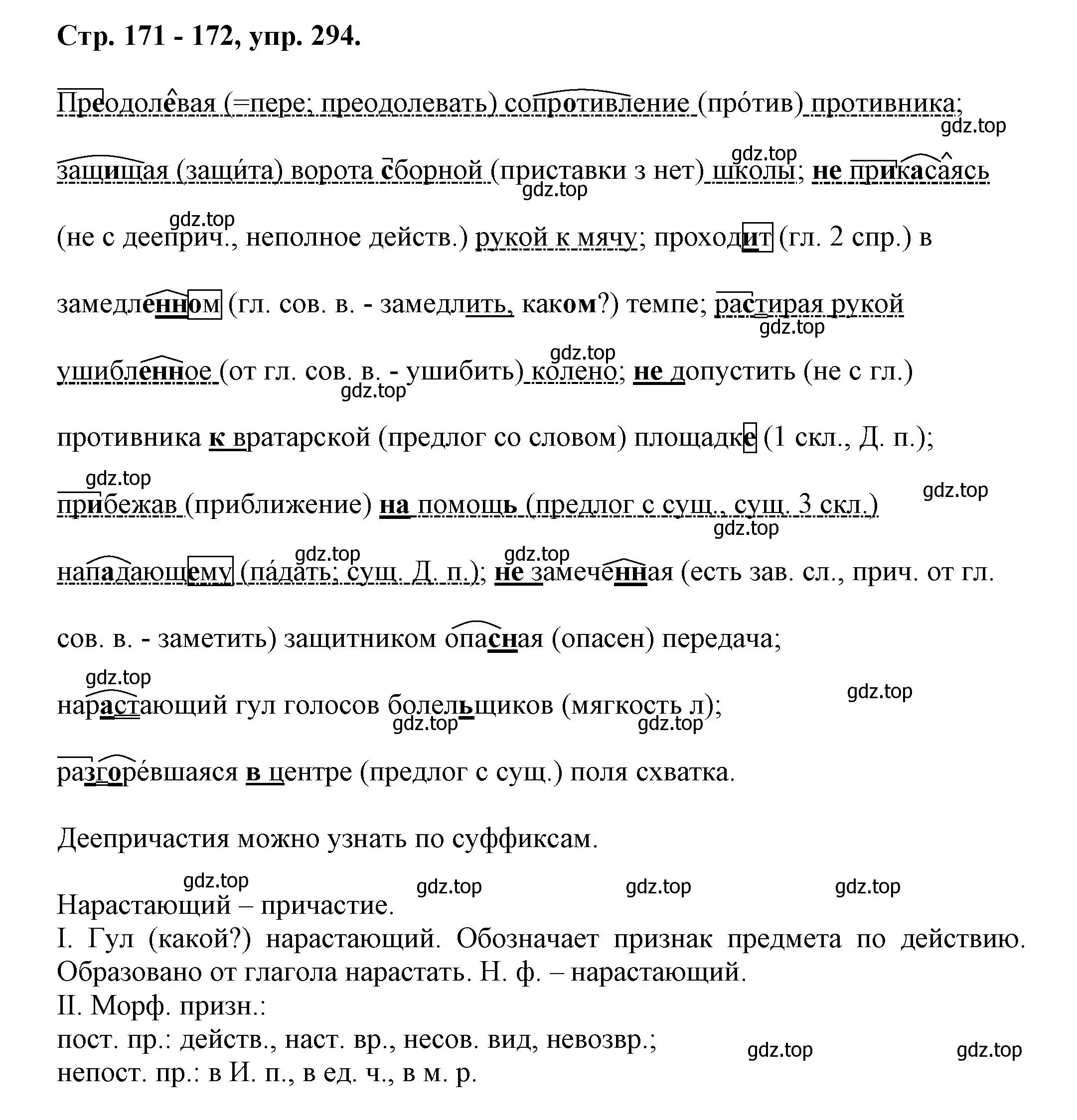 Решение номер 294 (страница 171) гдз по русскому языку 7 класс Ладыженская, Баранов, учебник 1 часть