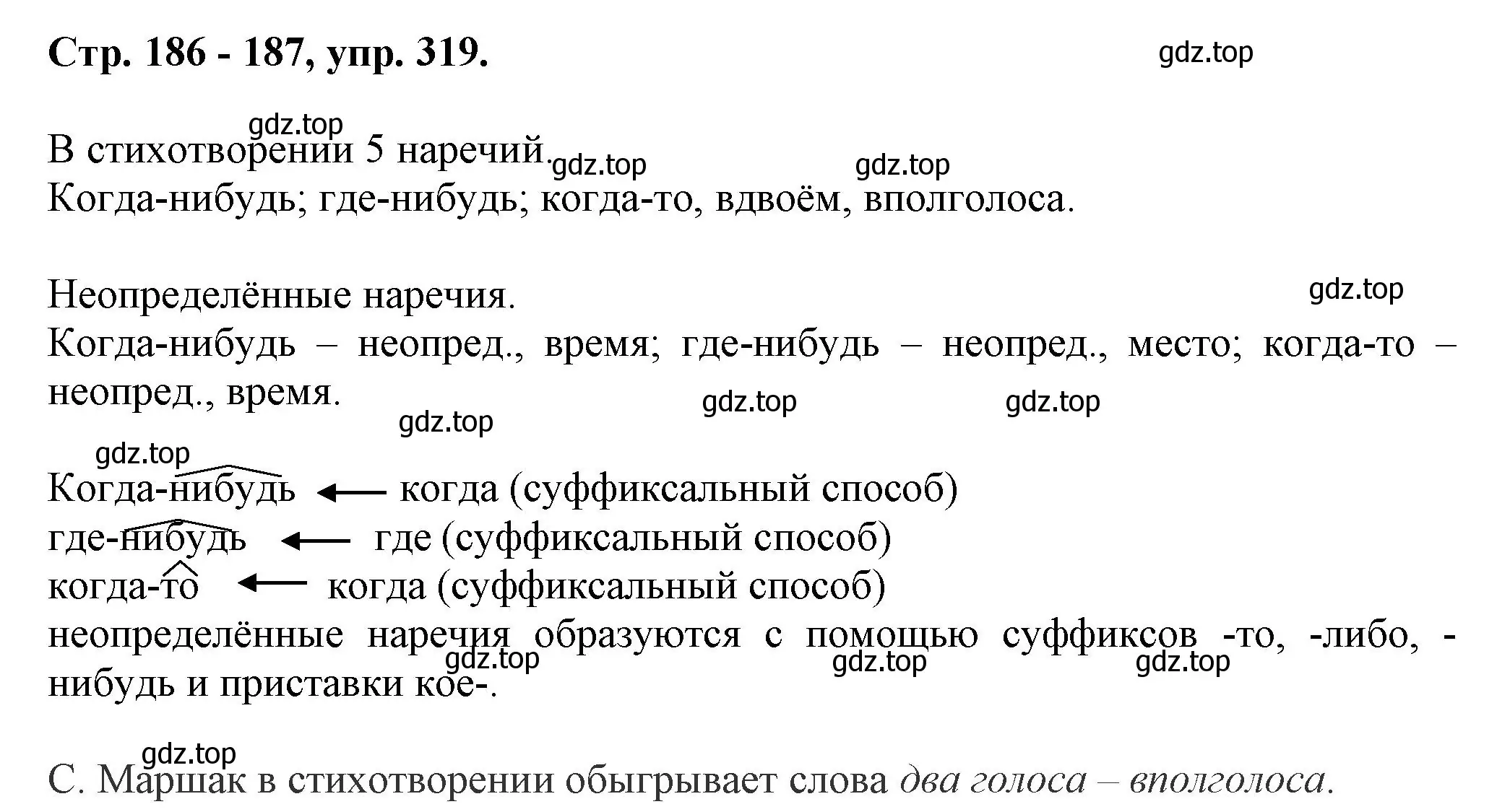 Решение номер 319 (страница 186) гдз по русскому языку 7 класс Ладыженская, Баранов, учебник 1 часть