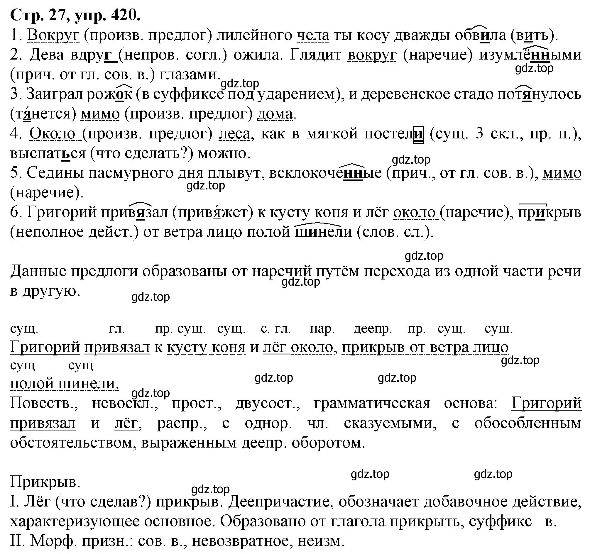 Решение номер 420 (страница 27) гдз по русскому языку 7 класс Ладыженская, Баранов, учебник 2 часть