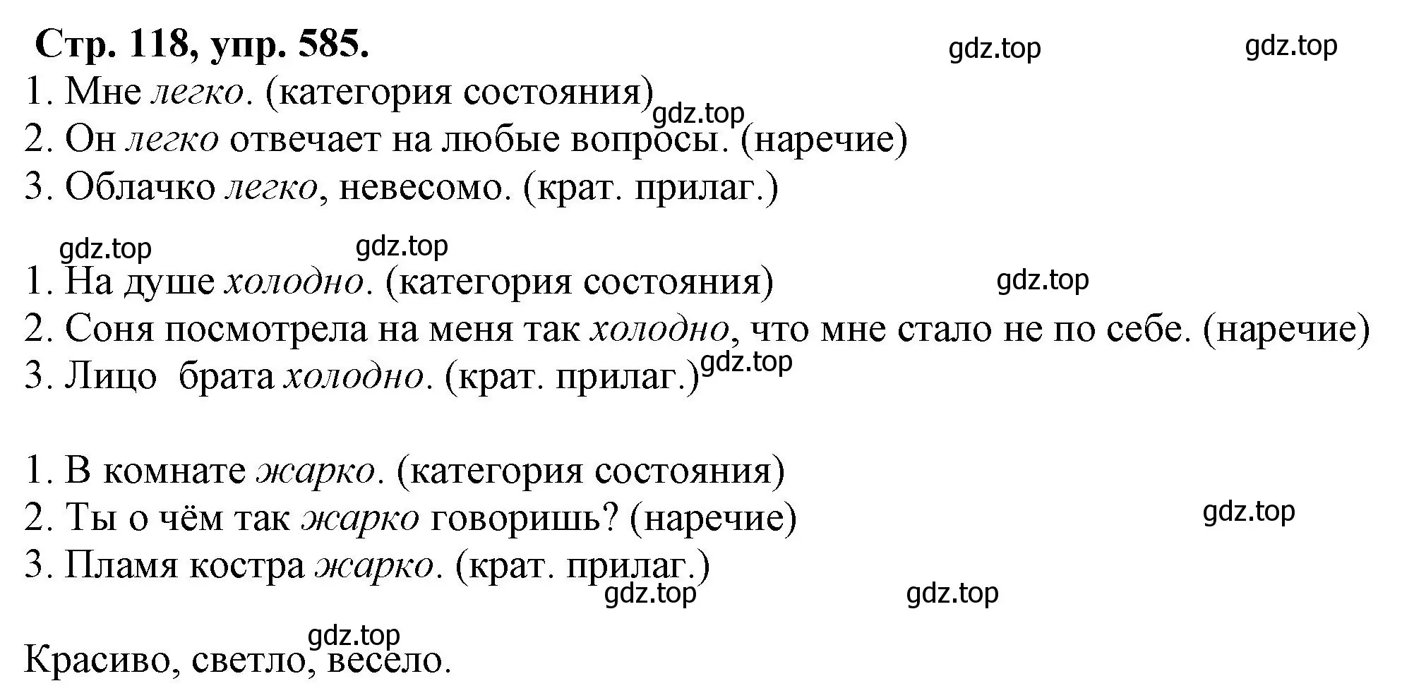 Решение номер 585 (страница 118) гдз по русскому языку 7 класс Ладыженская, Баранов, учебник 2 часть