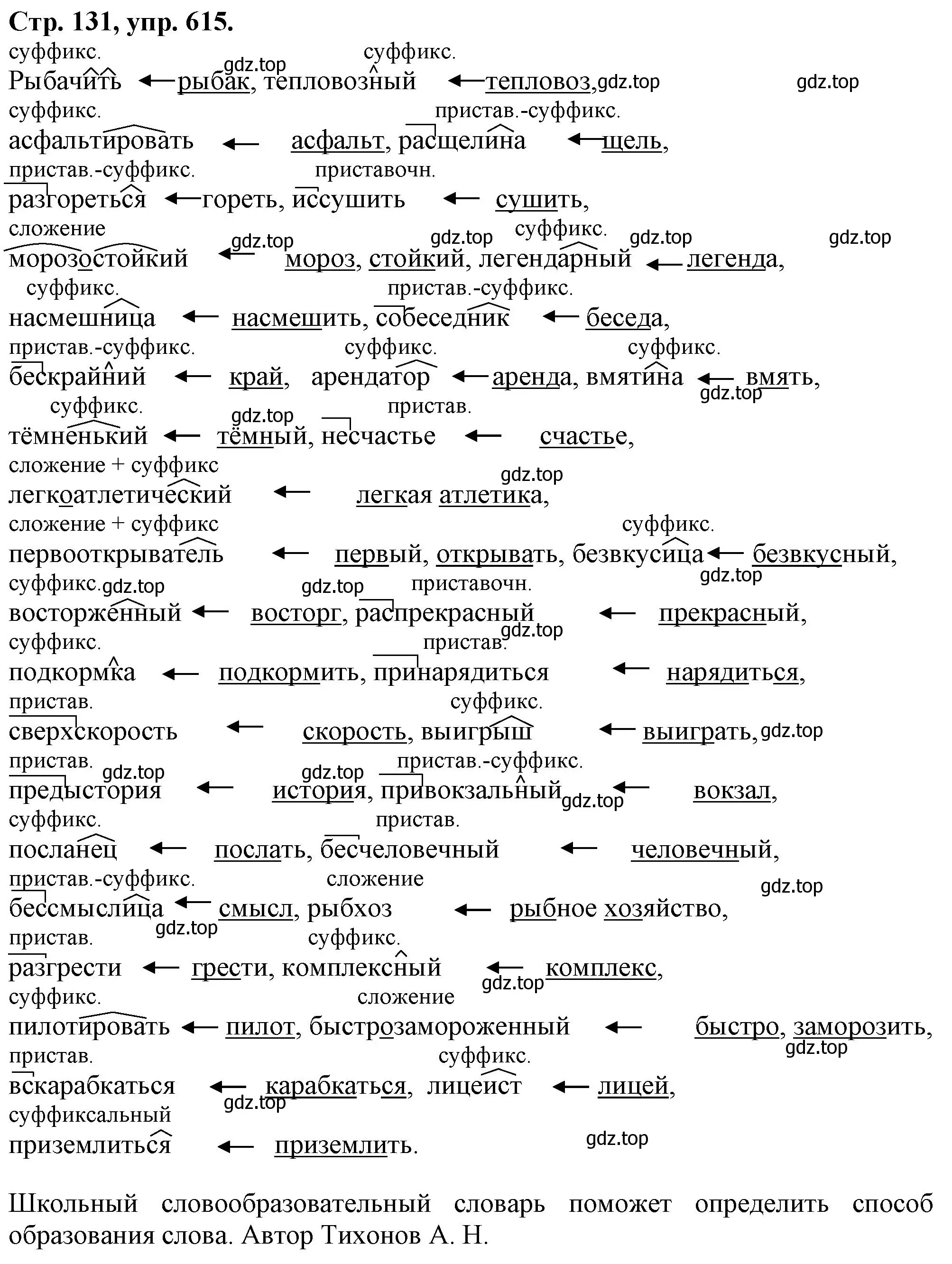 Решение номер 615 (страница 131) гдз по русскому языку 7 класс Ладыженская, Баранов, учебник 2 часть