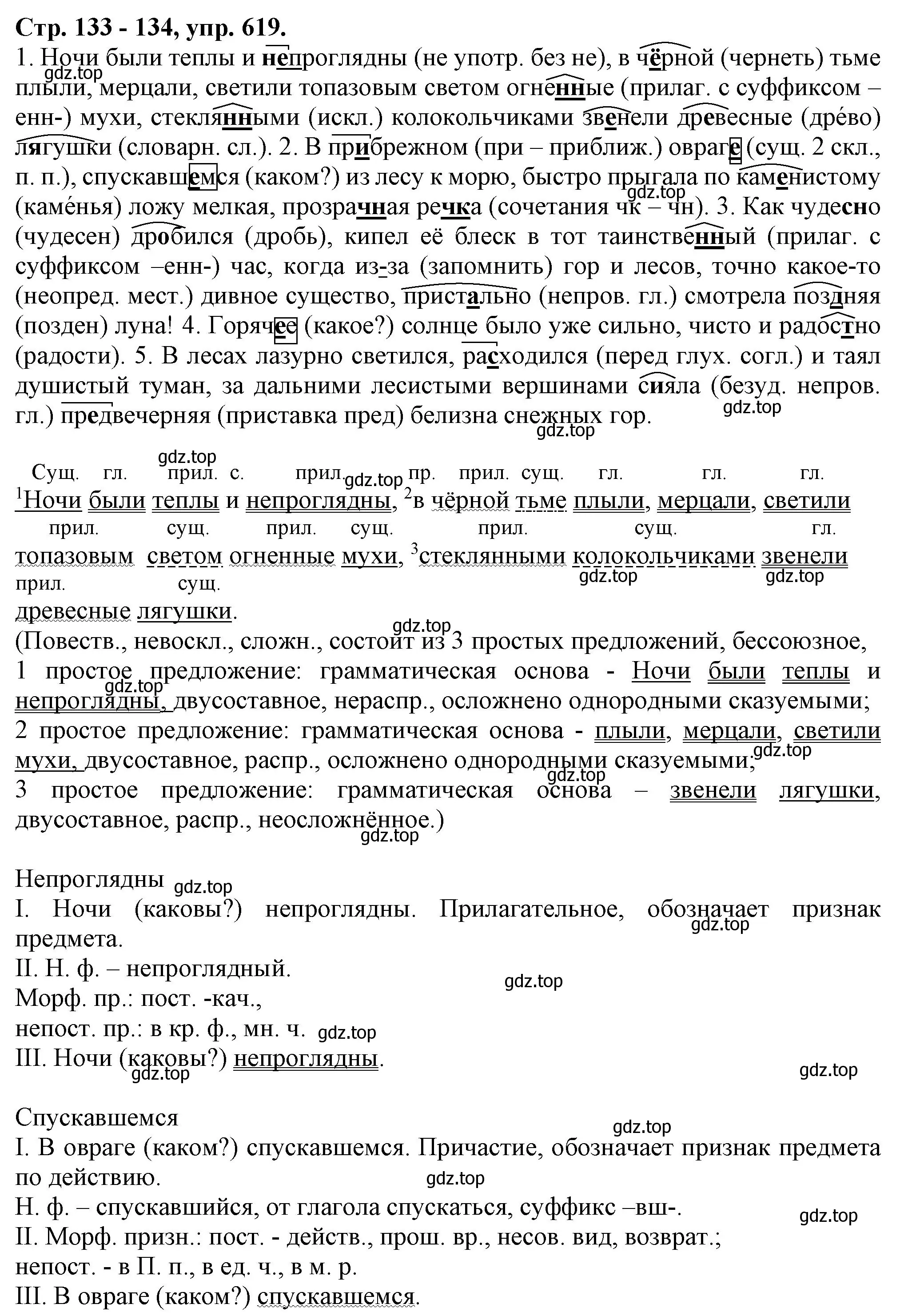 Решение номер 619 (страница 133) гдз по русскому языку 7 класс Ладыженская, Баранов, учебник 2 часть