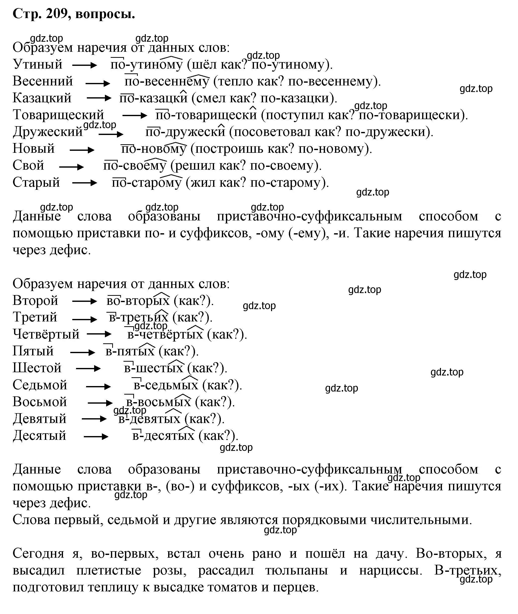 Решение  Вопросы в параграфе (страница 209) гдз по русскому языку 7 класс Ладыженская, Баранов, учебник 1 часть