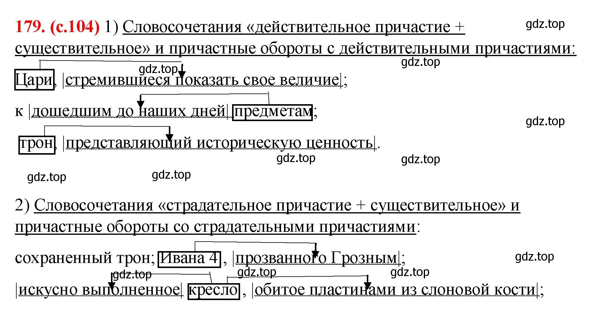 Решение 2. номер 179 (страница 104) гдз по русскому языку 7 класс Ладыженская, Баранов, учебник 1 часть