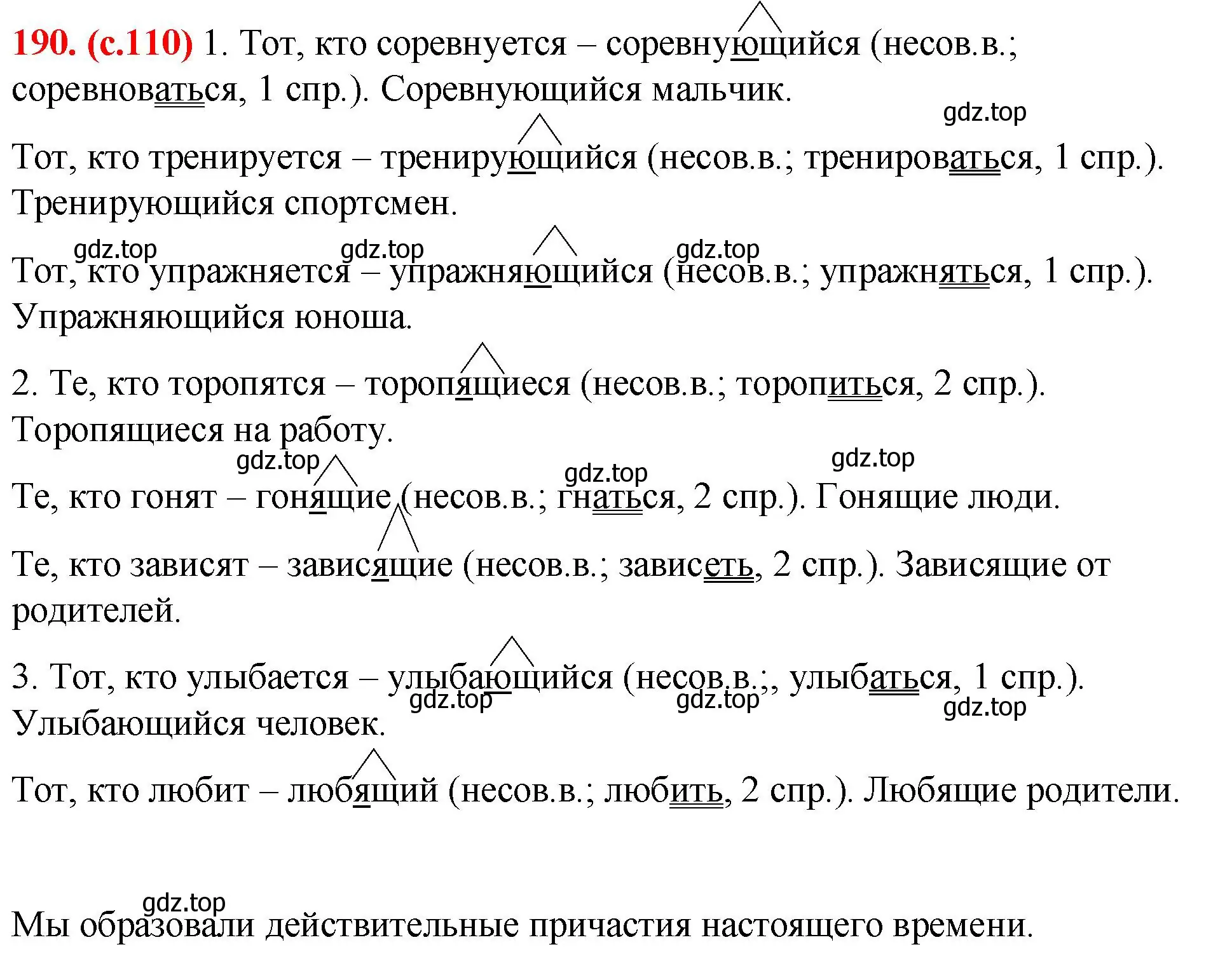 Решение 2. номер 190 (страница 110) гдз по русскому языку 7 класс Ладыженская, Баранов, учебник 1 часть