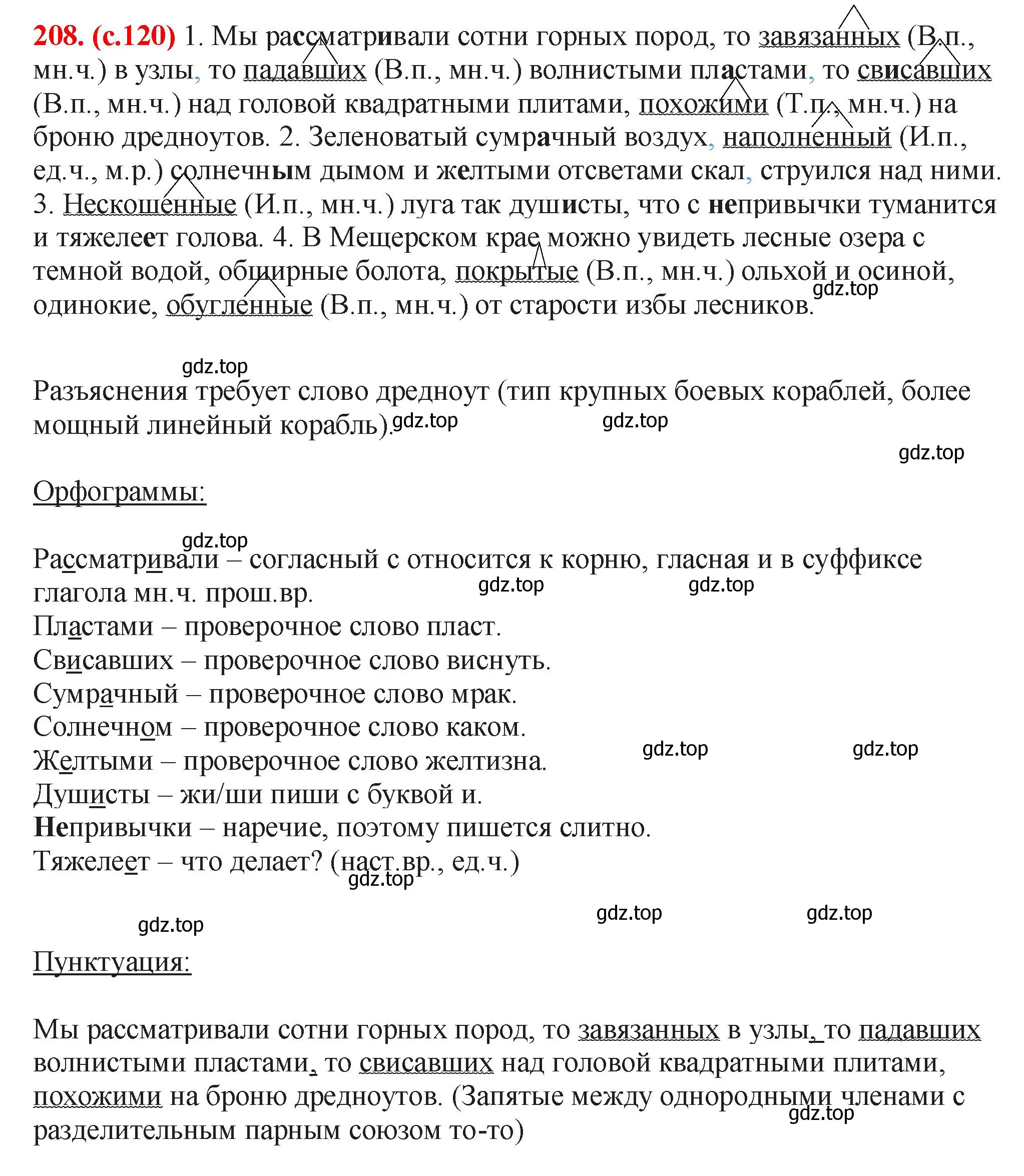 Решение 2. номер 208 (страница 120) гдз по русскому языку 7 класс Ладыженская, Баранов, учебник 1 часть