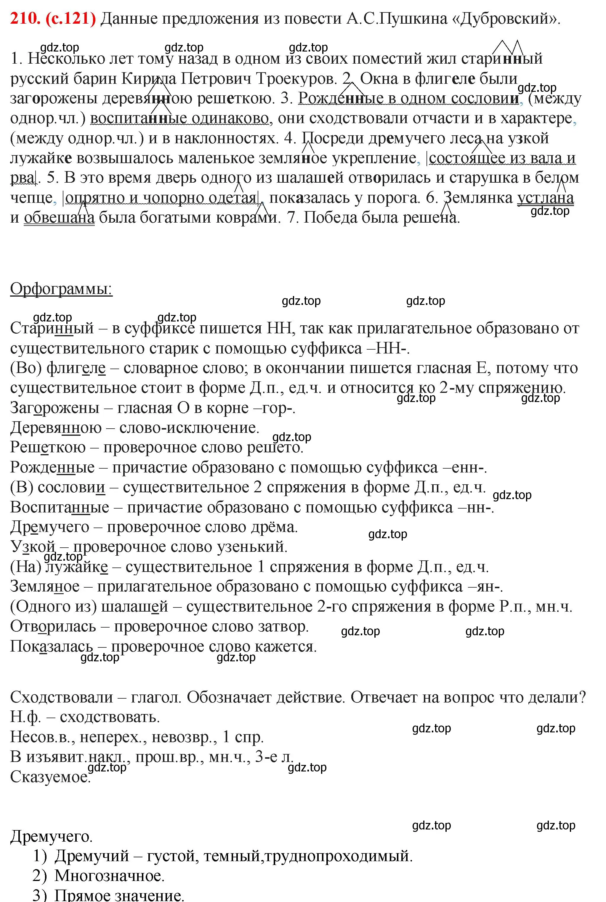 Решение 2. номер 210 (страница 121) гдз по русскому языку 7 класс Ладыженская, Баранов, учебник 1 часть