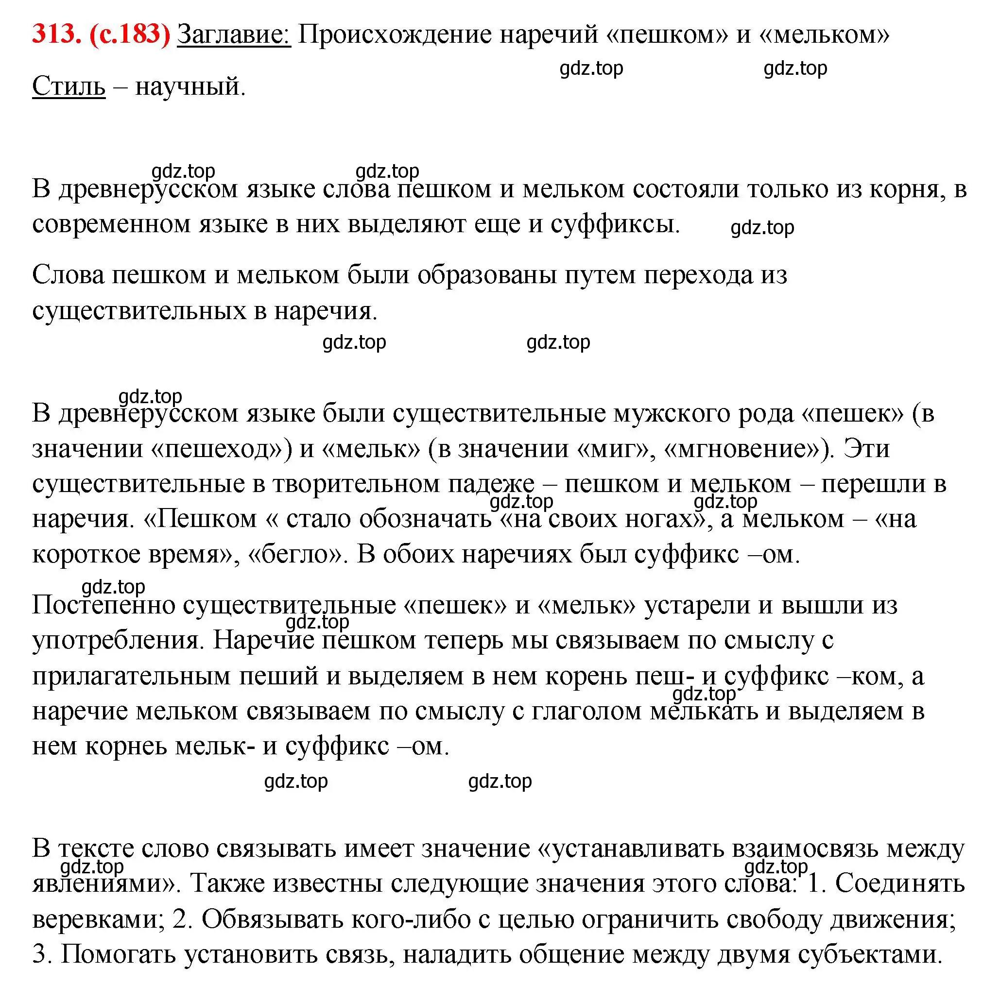 Решение 2. номер 313 (страница 183) гдз по русскому языку 7 класс Ладыженская, Баранов, учебник 1 часть