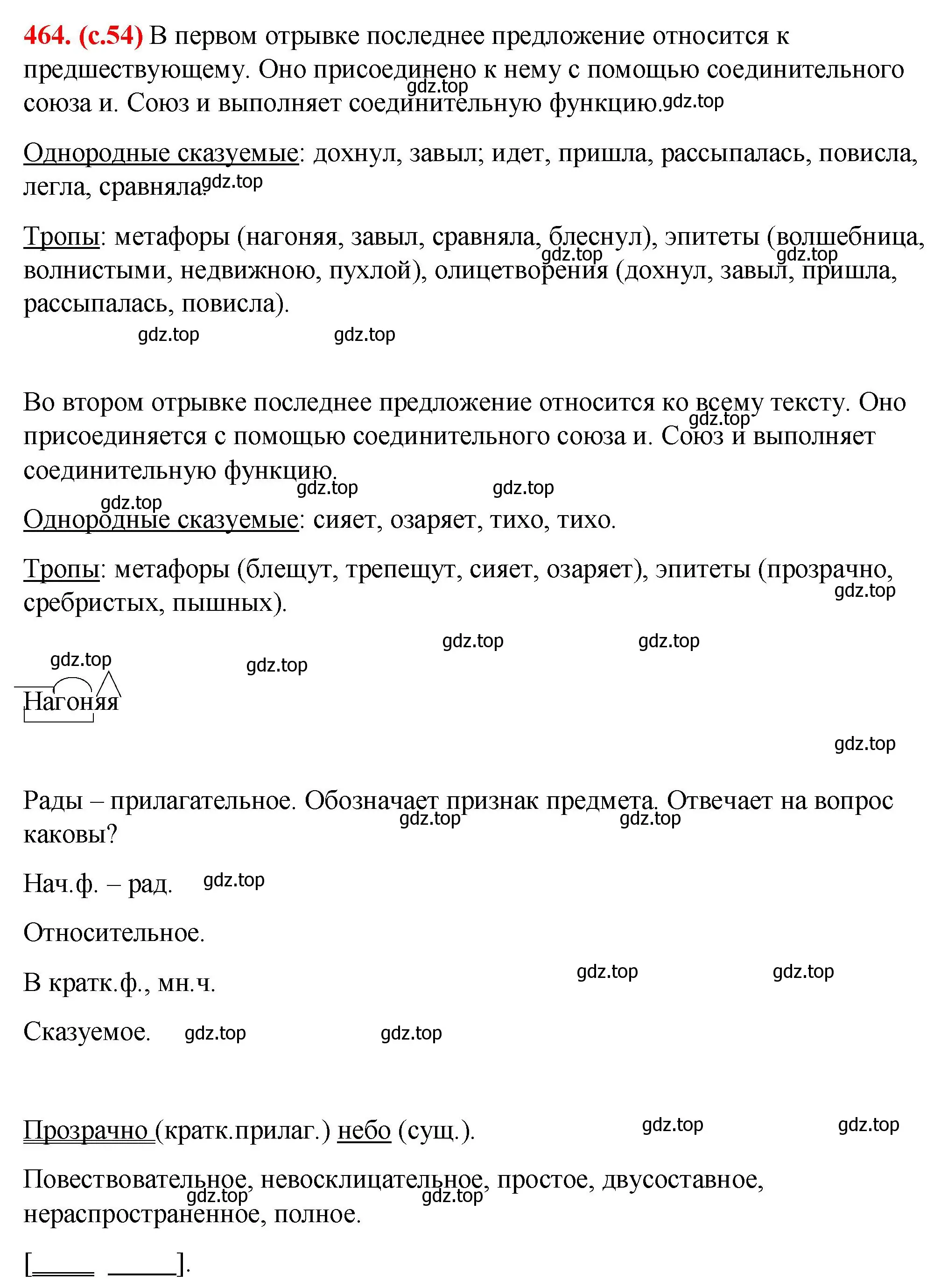 Решение 2. номер 464 (страница 54) гдз по русскому языку 7 класс Ладыженская, Баранов, учебник 2 часть