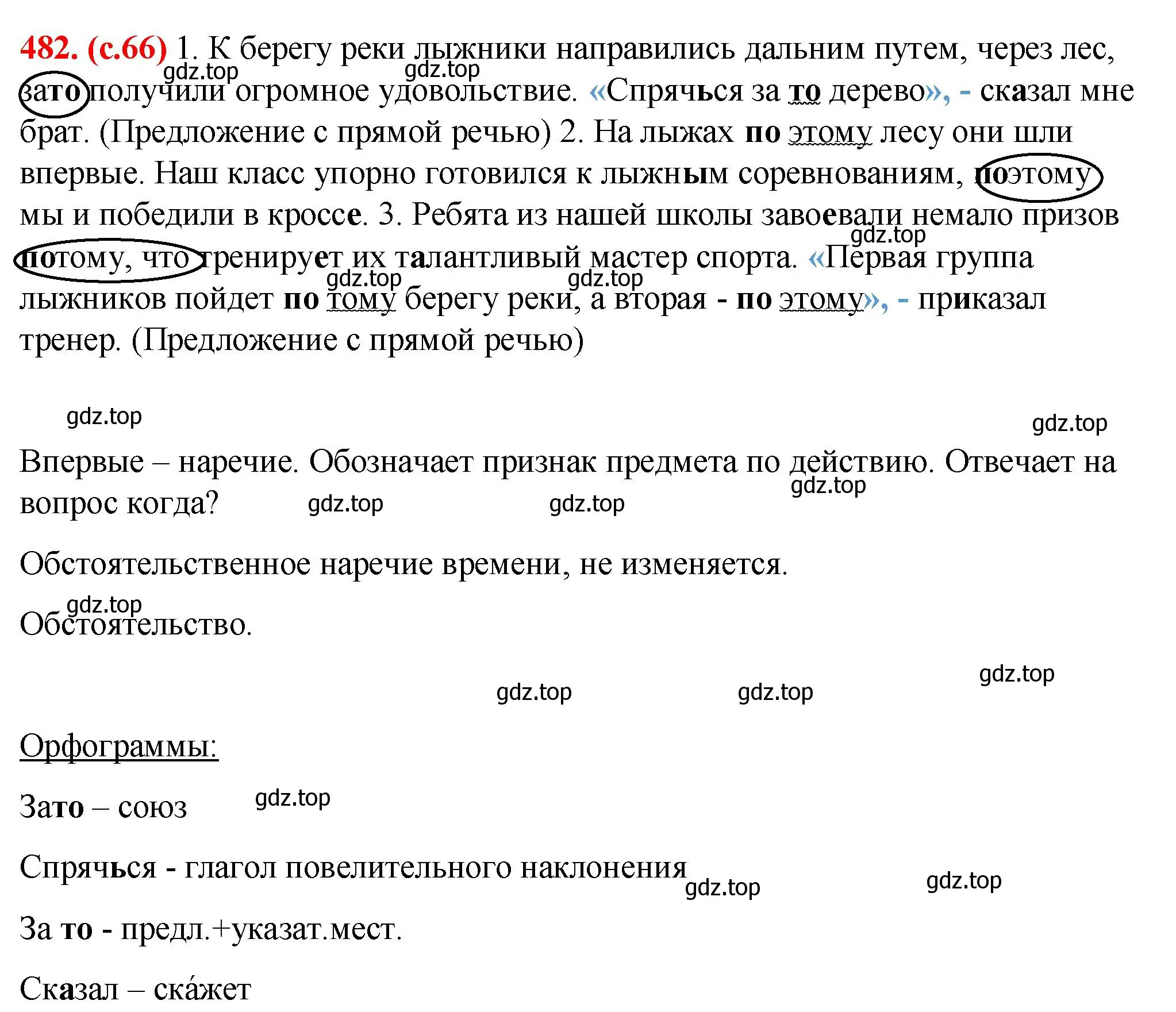 Решение 2. номер 482 (страница 66) гдз по русскому языку 7 класс Ладыженская, Баранов, учебник 2 часть