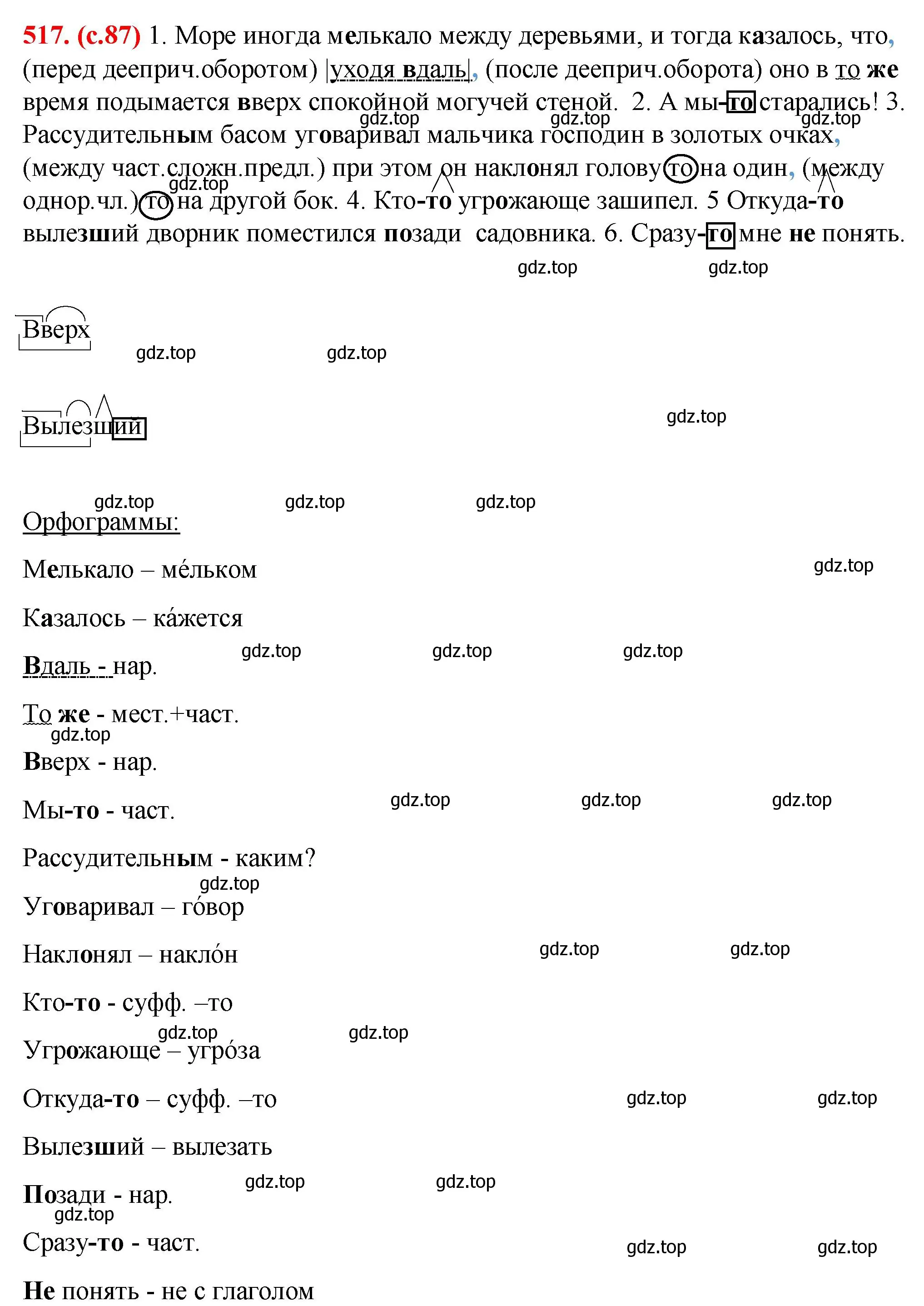 Решение 2. номер 517 (страница 87) гдз по русскому языку 7 класс Ладыженская, Баранов, учебник 2 часть