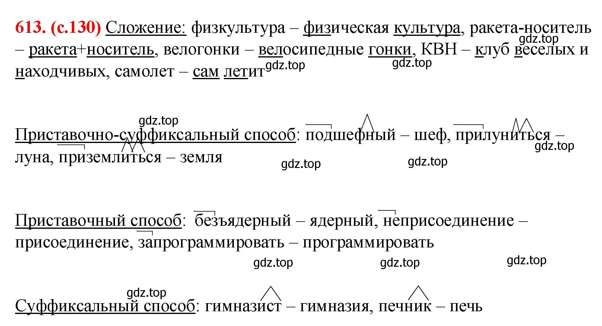 Решение 2. номер 613 (страница 130) гдз по русскому языку 7 класс Ладыженская, Баранов, учебник 2 часть