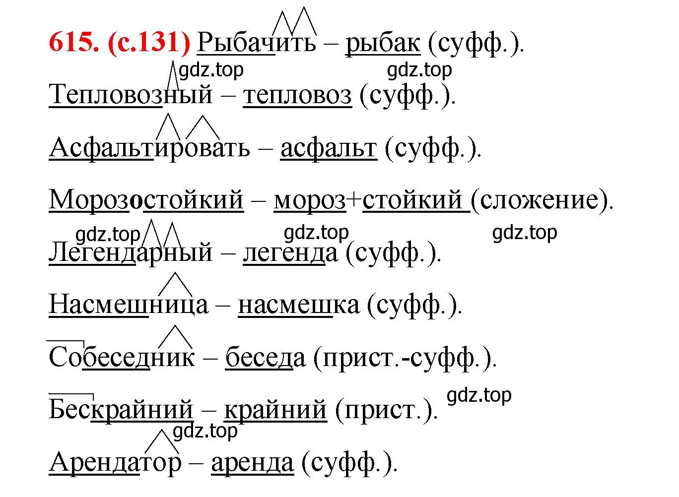 Решение 2. номер 615 (страница 131) гдз по русскому языку 7 класс Ладыженская, Баранов, учебник 2 часть