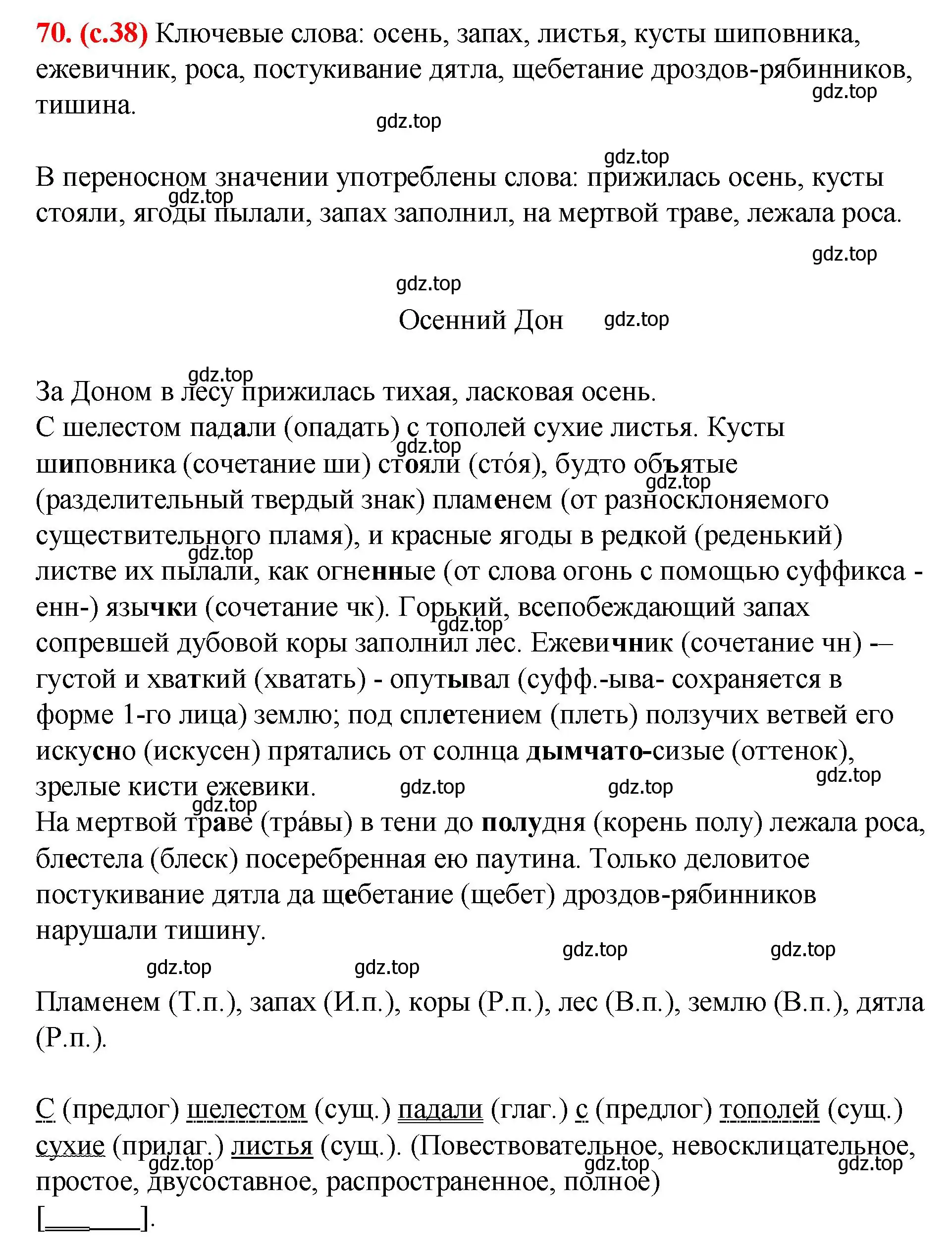 Решение 2. номер 70 (страница 38) гдз по русскому языку 7 класс Ладыженская, Баранов, учебник 1 часть