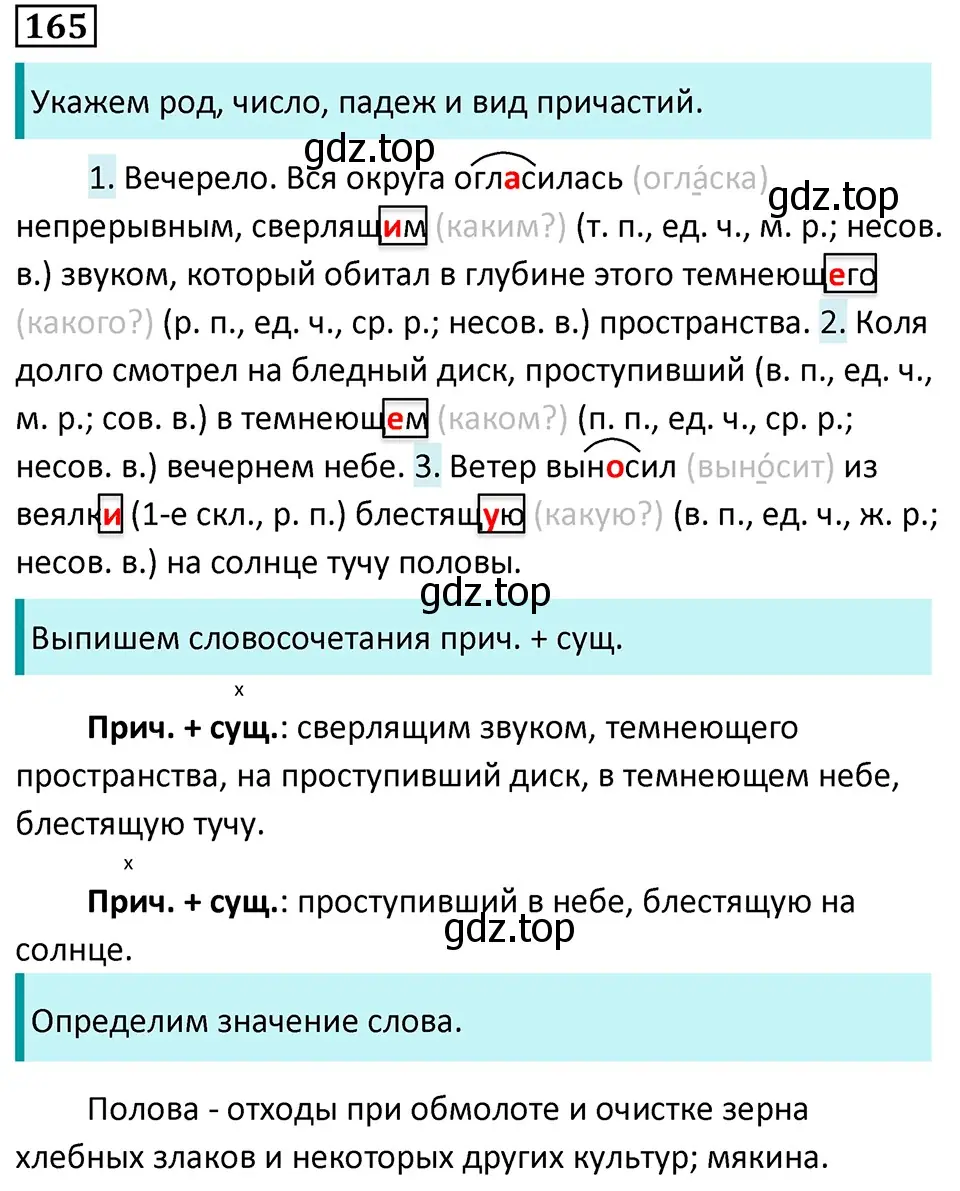 Решение 5. номер 165 (страница 94) гдз по русскому языку 7 класс Ладыженская, Баранов, учебник 1 часть