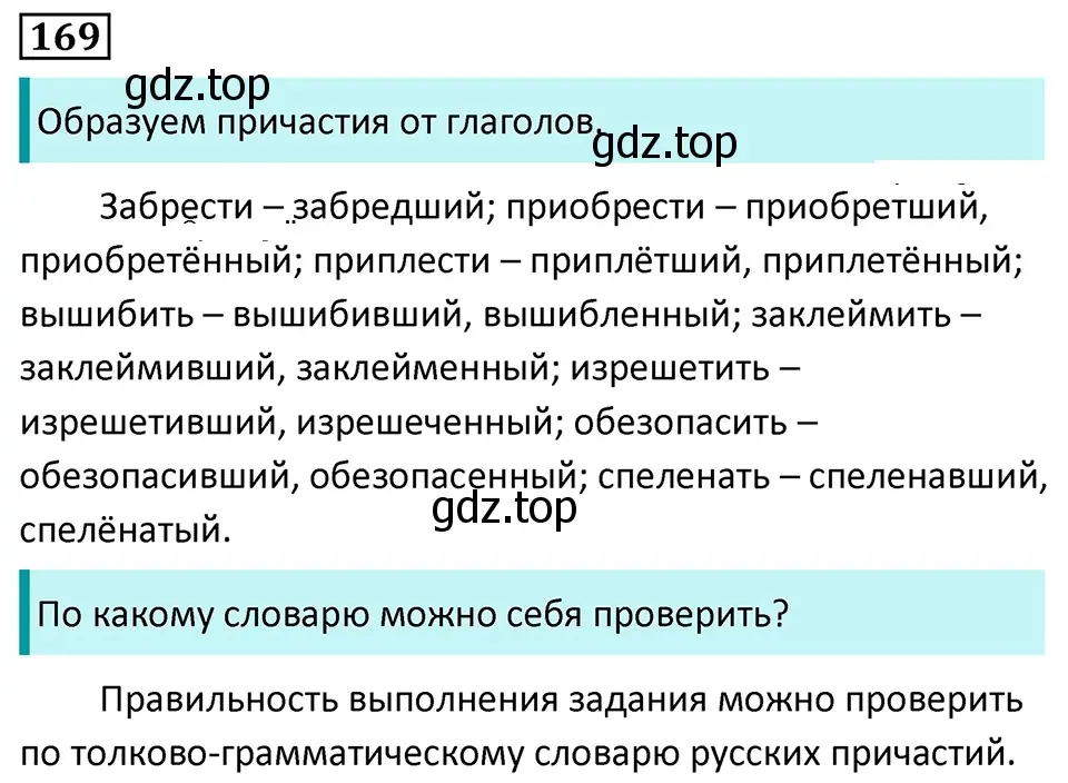 Решение 5. номер 169 (страница 95) гдз по русскому языку 7 класс Ладыженская, Баранов, учебник 1 часть