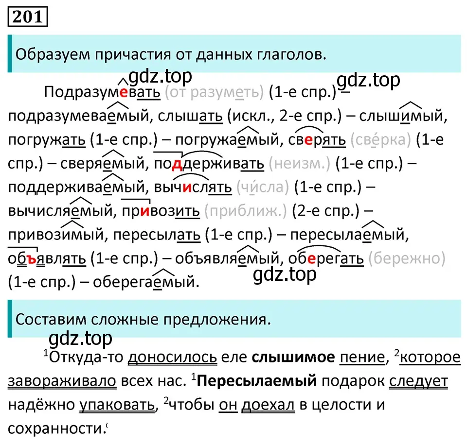 Решение 5. номер 201 (страница 117) гдз по русскому языку 7 класс Ладыженская, Баранов, учебник 1 часть