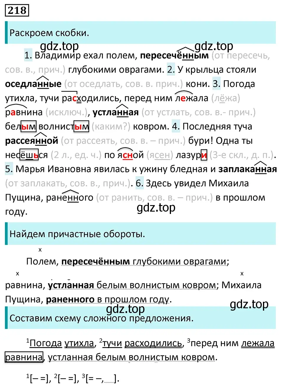 Решение 5. номер 218 (страница 127) гдз по русскому языку 7 класс Ладыженская, Баранов, учебник 1 часть