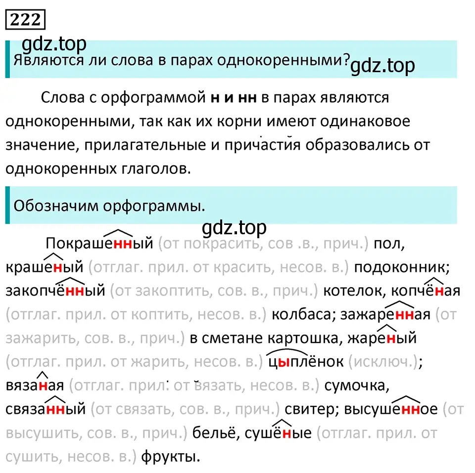 Решение 5. номер 222 (страница 128) гдз по русскому языку 7 класс Ладыженская, Баранов, учебник 1 часть