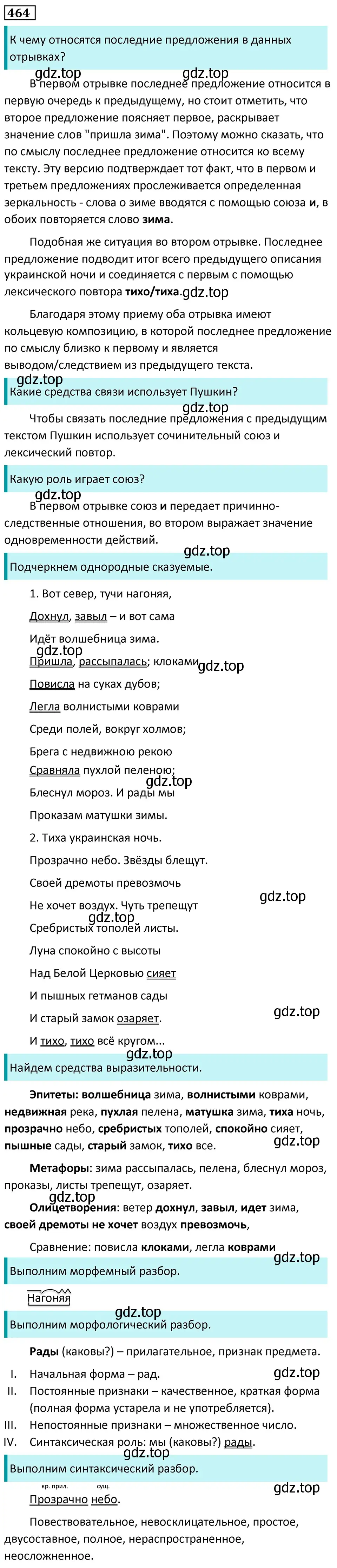 Решение 5. номер 464 (страница 54) гдз по русскому языку 7 класс Ладыженская, Баранов, учебник 2 часть