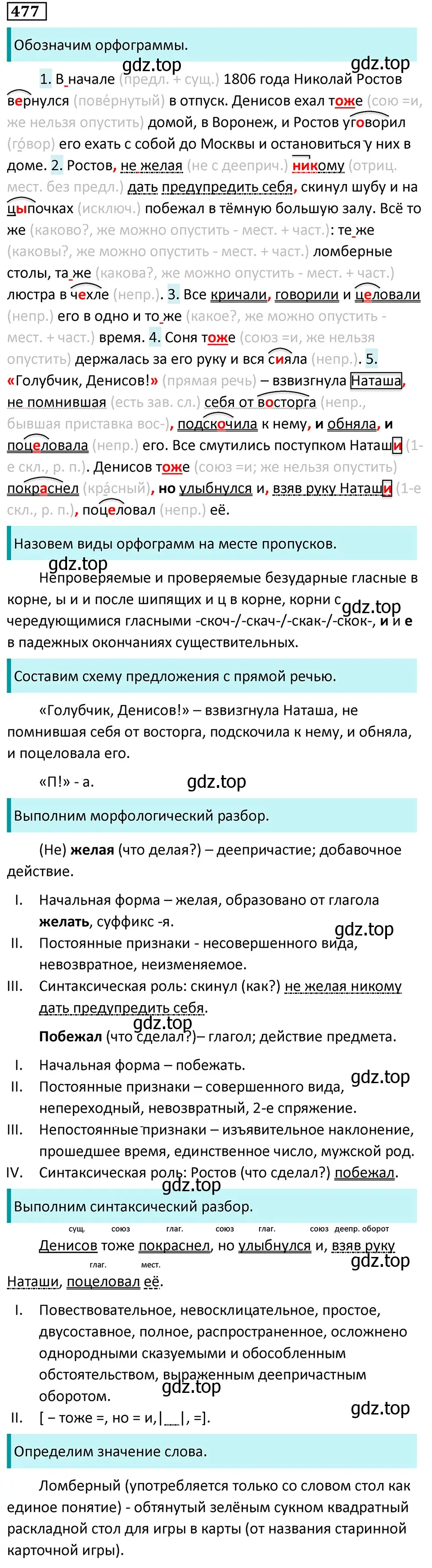 Решение 5. номер 477 (страница 64) гдз по русскому языку 7 класс Ладыженская, Баранов, учебник 2 часть