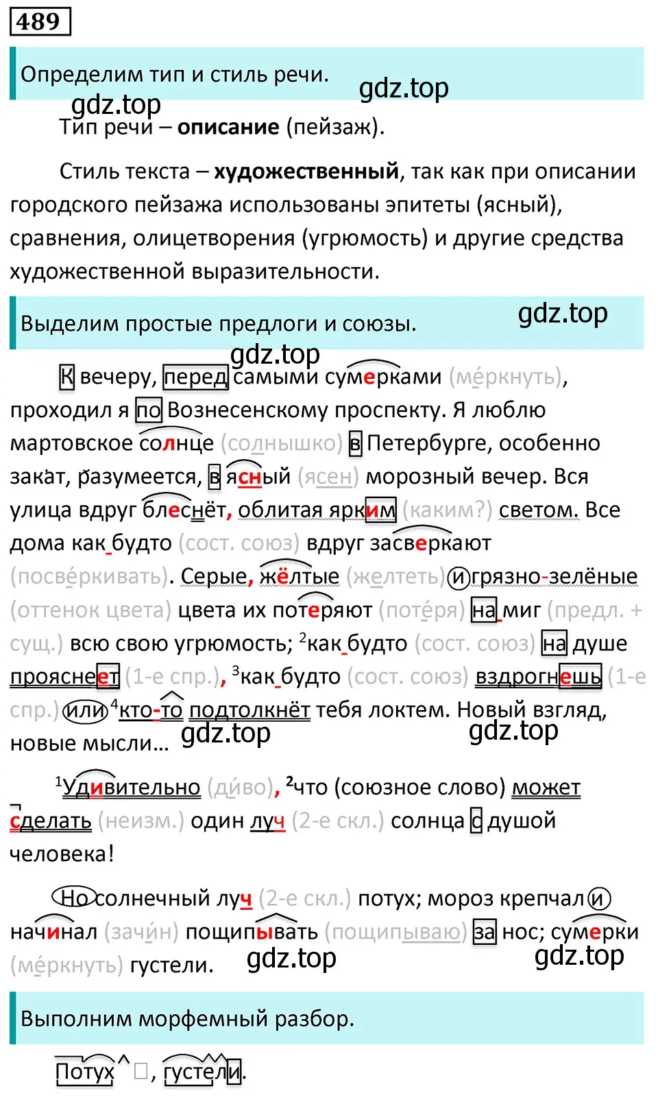 Решение 5. номер 489 (страница 69) гдз по русскому языку 7 класс Ладыженская, Баранов, учебник 2 часть