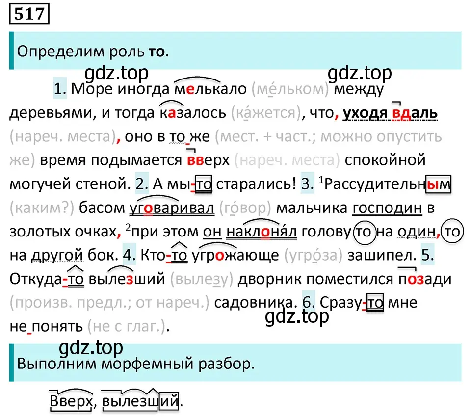 Решение 5. номер 517 (страница 87) гдз по русскому языку 7 класс Ладыженская, Баранов, учебник 2 часть