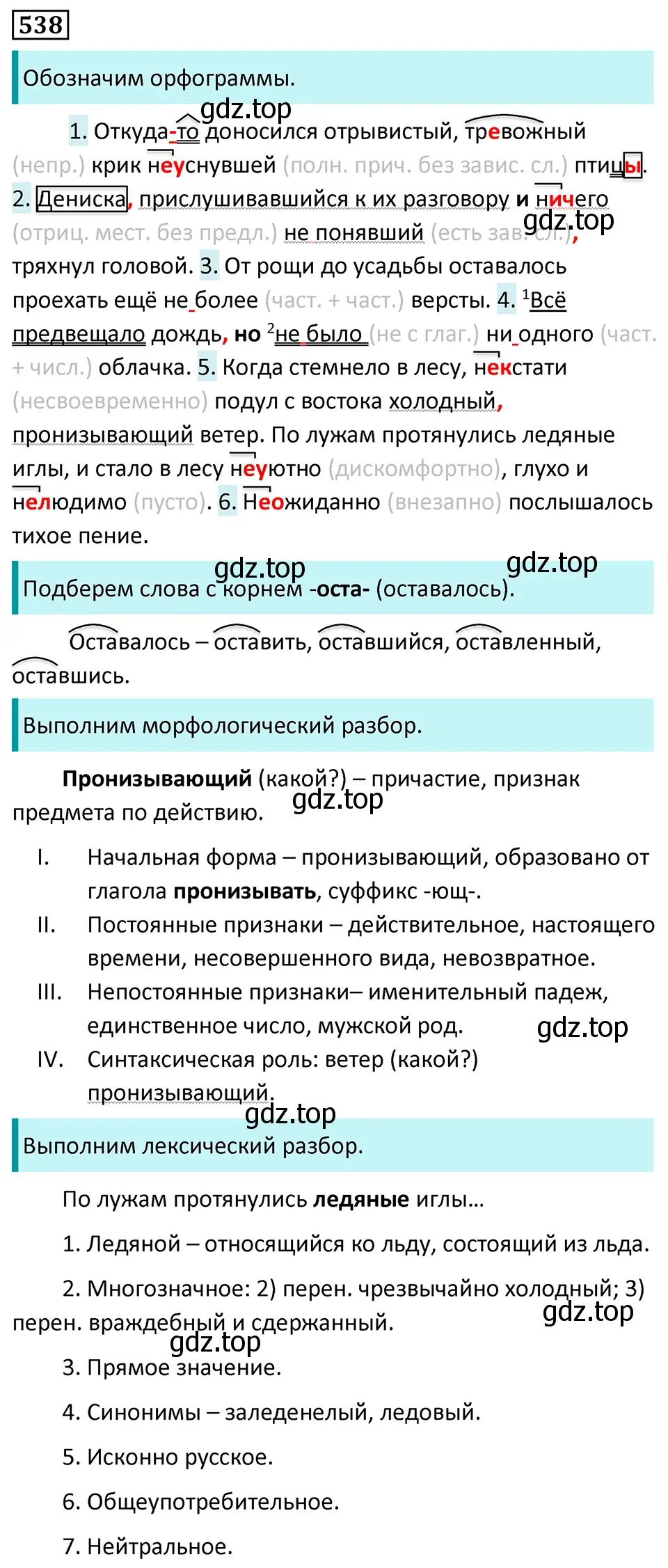 Решение 5. номер 538 (страница 96) гдз по русскому языку 7 класс Ладыженская, Баранов, учебник 2 часть