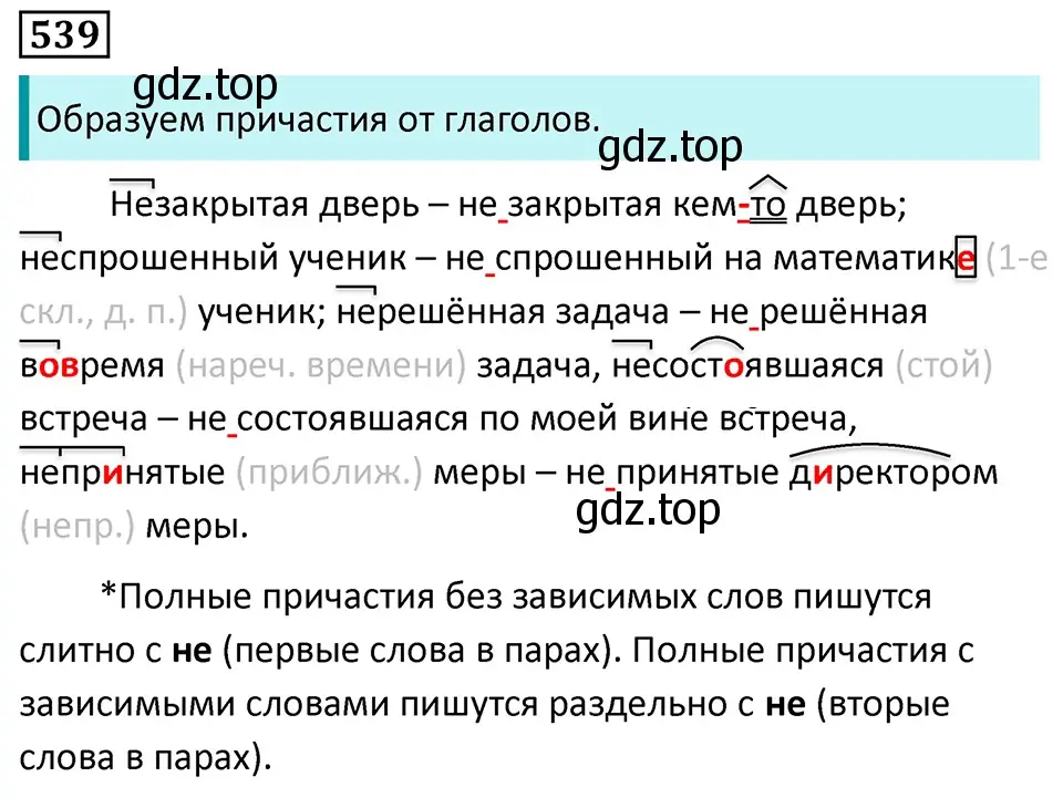 Решение 5. номер 539 (страница 96) гдз по русскому языку 7 класс Ладыженская, Баранов, учебник 2 часть