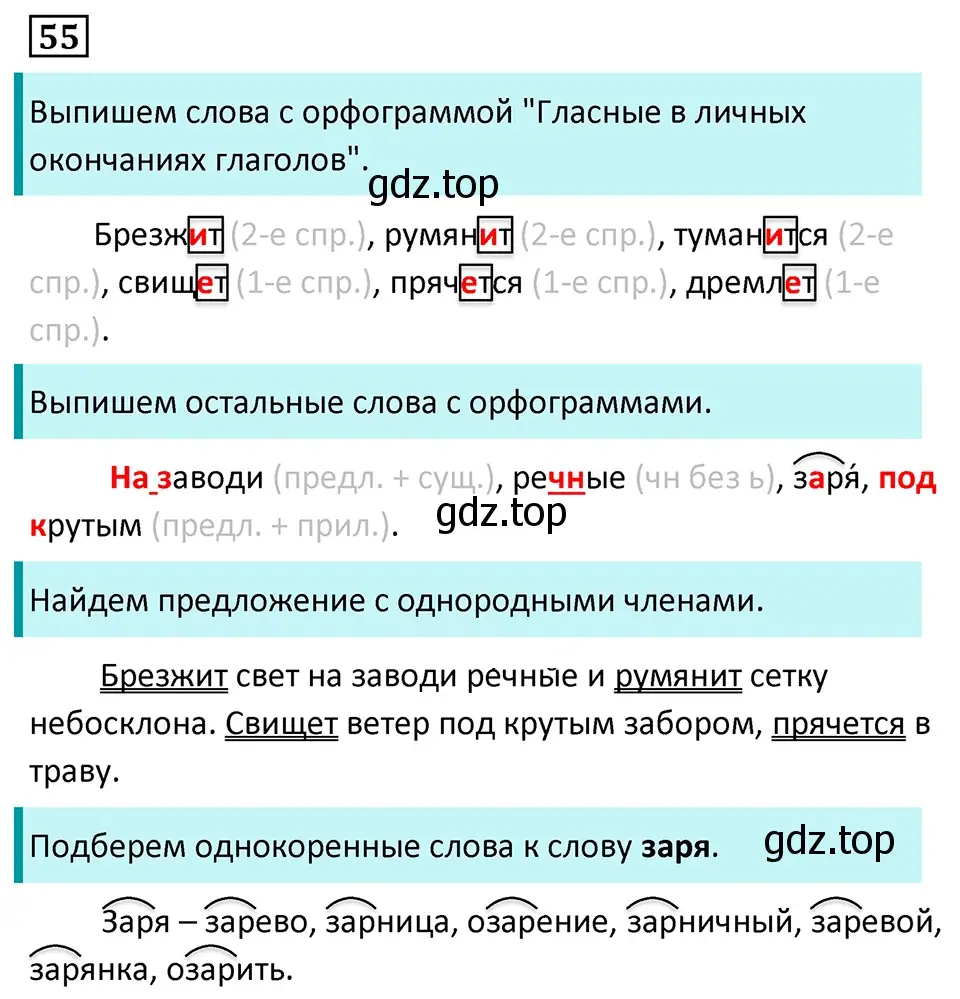 Решение 5. номер 55 (страница 29) гдз по русскому языку 7 класс Ладыженская, Баранов, учебник 1 часть