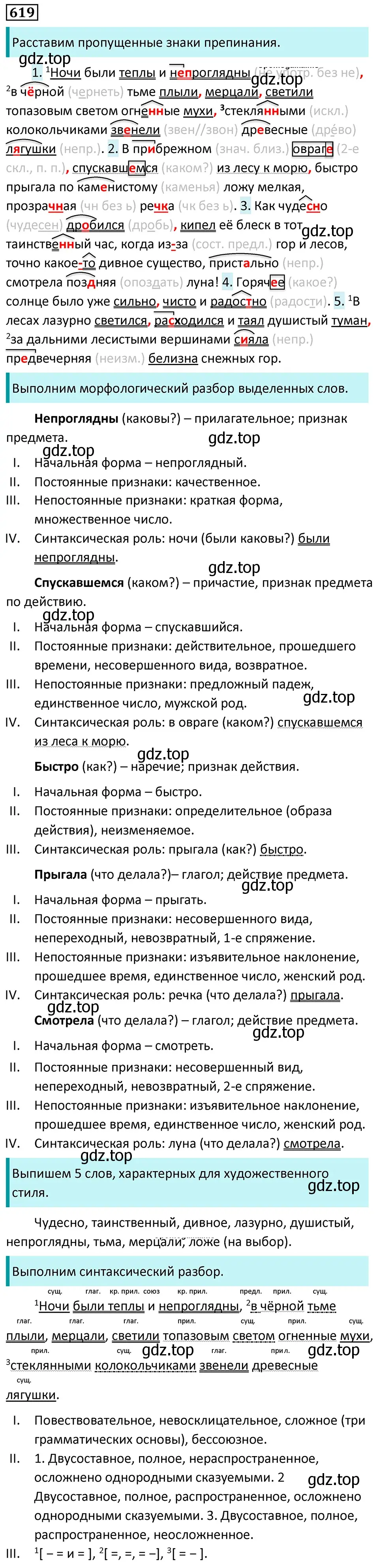 Решение 5. номер 619 (страница 133) гдз по русскому языку 7 класс Ладыженская, Баранов, учебник 2 часть