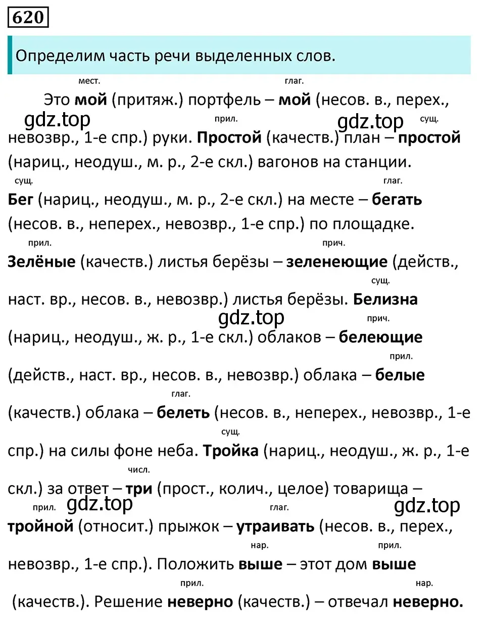 Решение 5. номер 620 (страница 134) гдз по русскому языку 7 класс Ладыженская, Баранов, учебник 2 часть