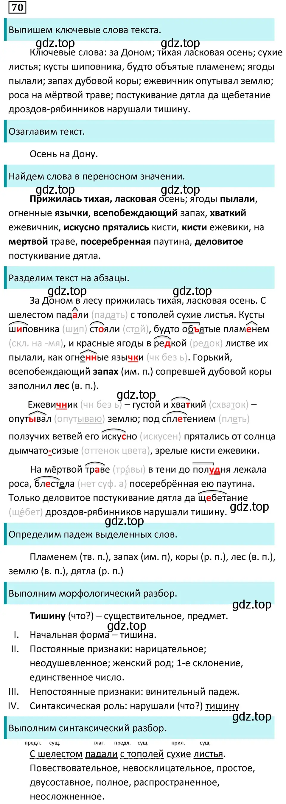 Решение 5. номер 70 (страница 38) гдз по русскому языку 7 класс Ладыженская, Баранов, учебник 1 часть