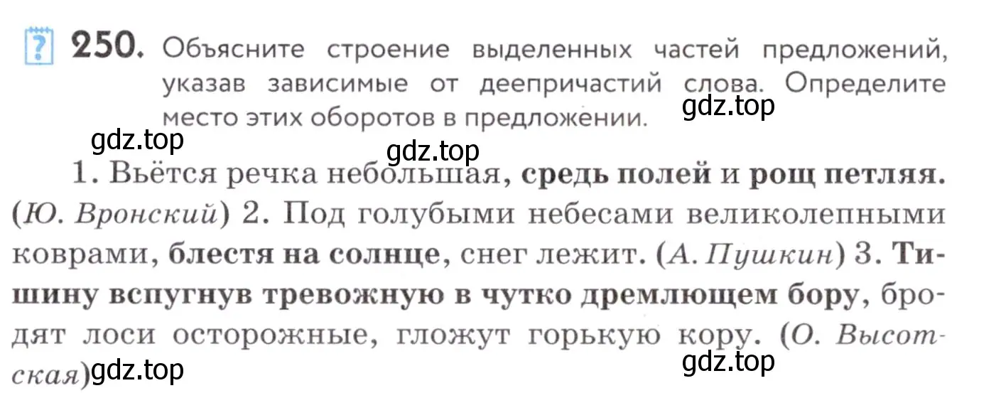 Условие номер 250 (страница 95) гдз по русскому языку 7 класс Пименова, Еремеева, учебник