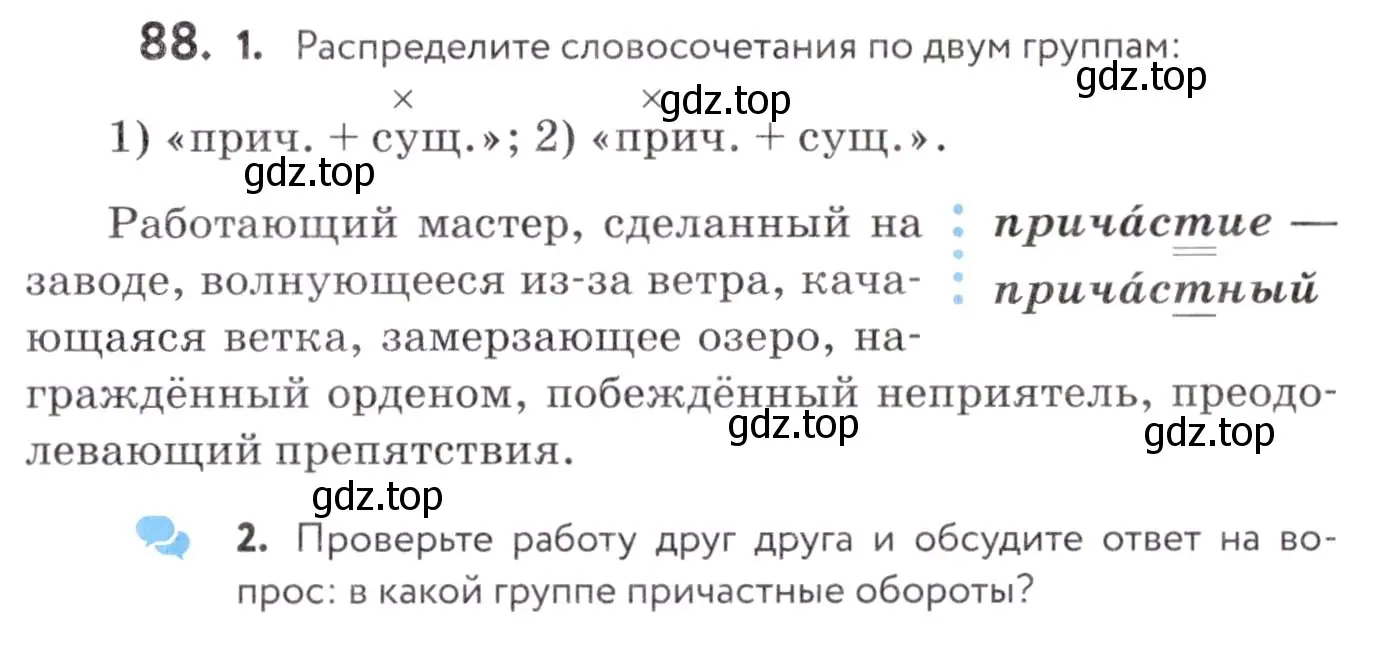 Условие номер 88 (страница 36) гдз по русскому языку 7 класс Пименова, Еремеева, учебник