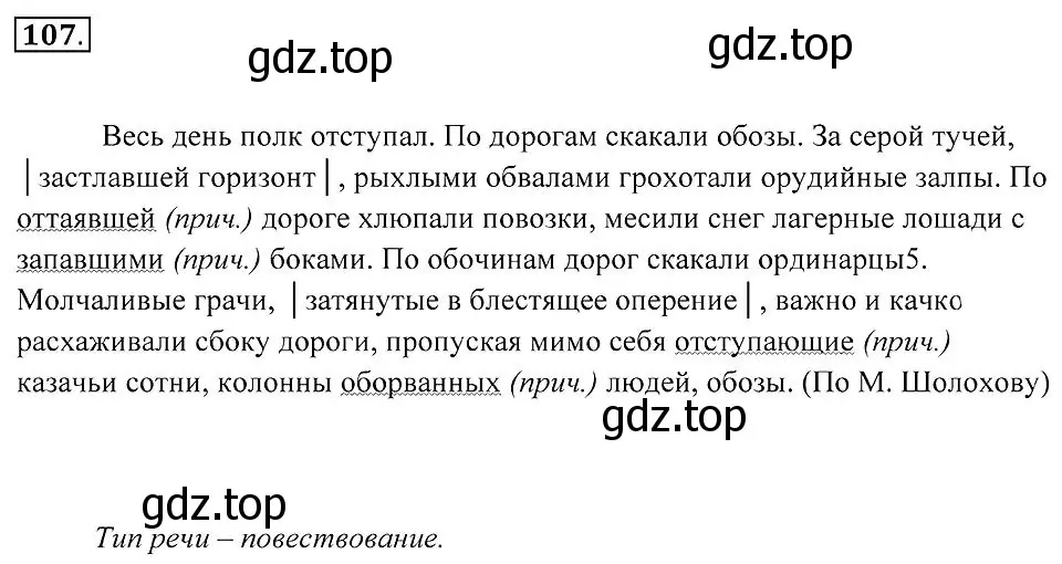 Решение 2. номер 107 (страница 42) гдз по русскому языку 7 класс Пименова, Еремеева, учебник