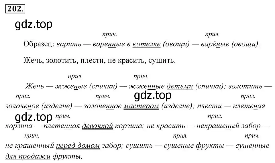 Решение 2. номер 202 (страница 76) гдз по русскому языку 7 класс Пименова, Еремеева, учебник